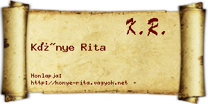 Könye Rita névjegykártya