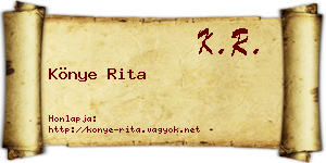 Könye Rita névjegykártya
